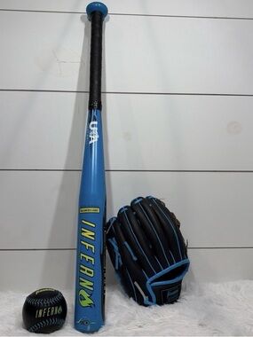 Baseball Teeball Glove, Ball, and Bat